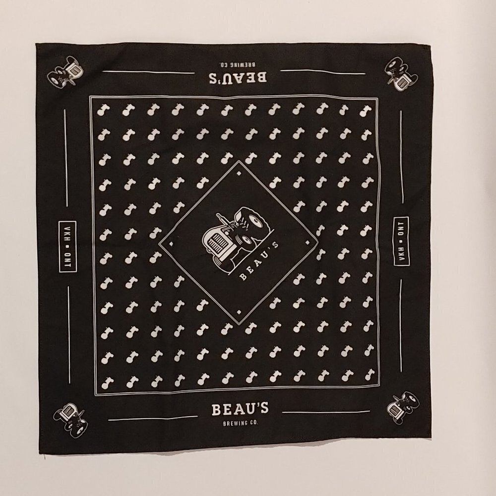 RARE BEAU'S Brewery Neck Tie Handkerchief Pocket Square Black and White Beer